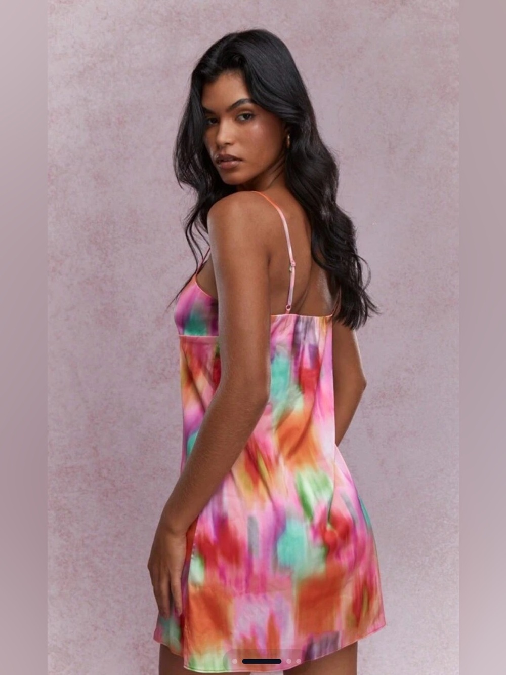 Missguided Rainbow Watercolor Slip Dress Barbiecore Abstract Print Y2K - Picture 2 of 8